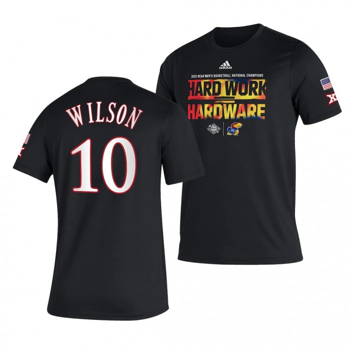 Jalen Wilson Kansas Jayhawks 2022 NCAA National Champions Black Locker Room T-Shirt Men
