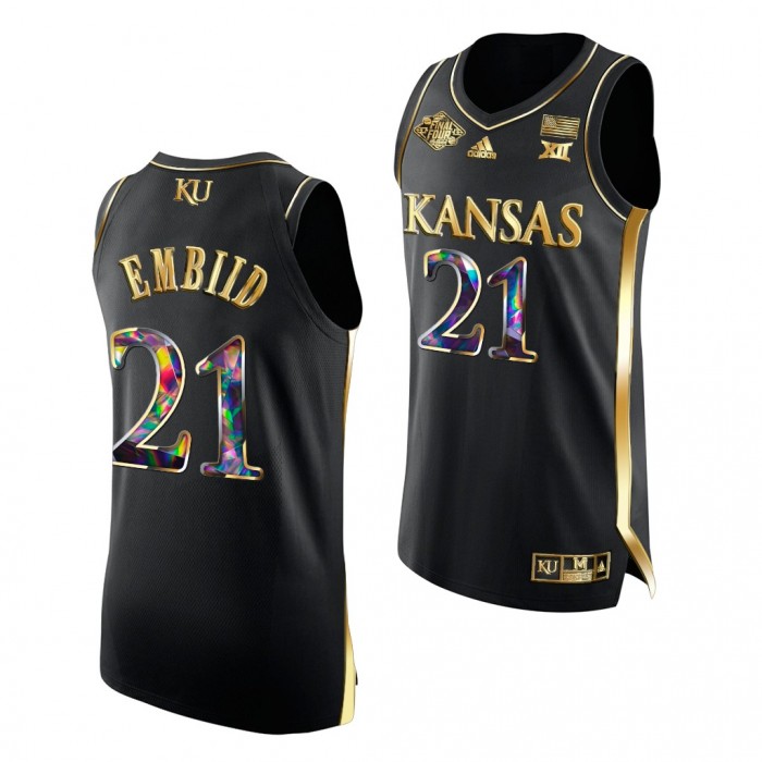 Kansas Jayhawks Joel Embiid 2022 NCAA National Champions Black Golden Diamond Edition Jersey Men