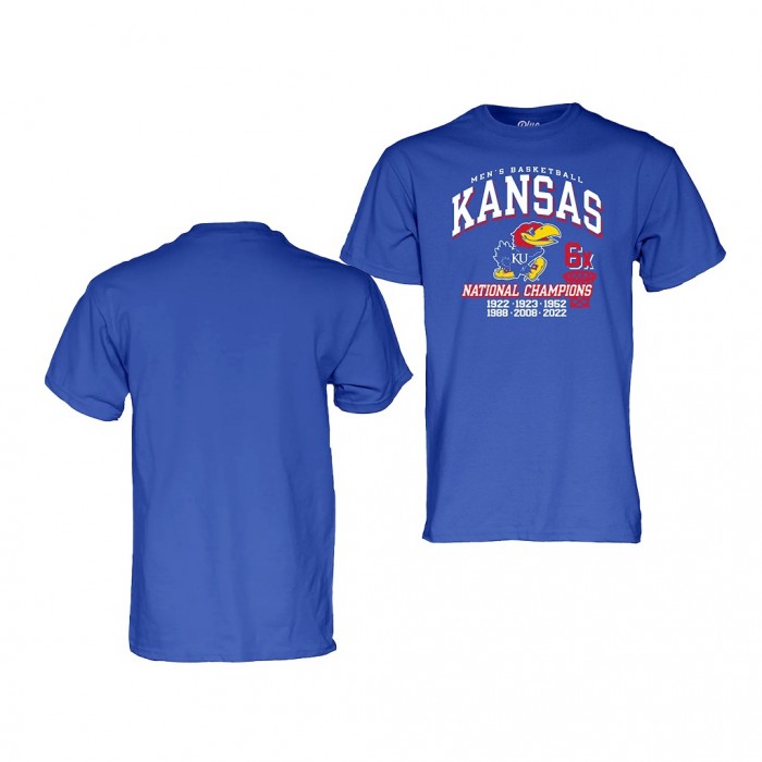 Kansas Jayhawks 6-Time NCAA National Champions Royal For Men Basketball T-Shirt Men