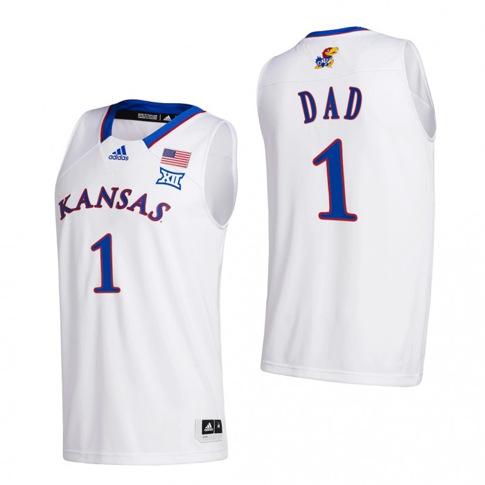 2022 Fathers Day Gift Kansas Jayhawks Greatest Dad Jersey White