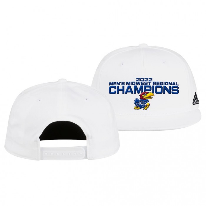 Kansas Jayhawks 2022 March Madness Final Four Regional Champions Locker Room Adjustable Hat White