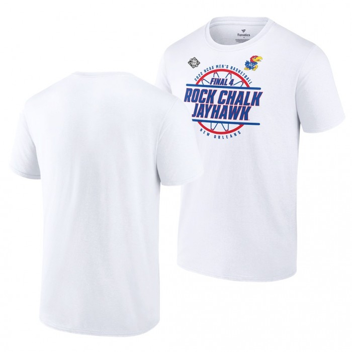 Kansas Jayhawks 2022 NCAA March Madness Final Four White Baseline T-Shirt Men