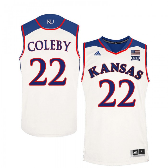 Male Dwight Coleby Kansas Jayhawks White NCAA Basketball Player Performance Jersey