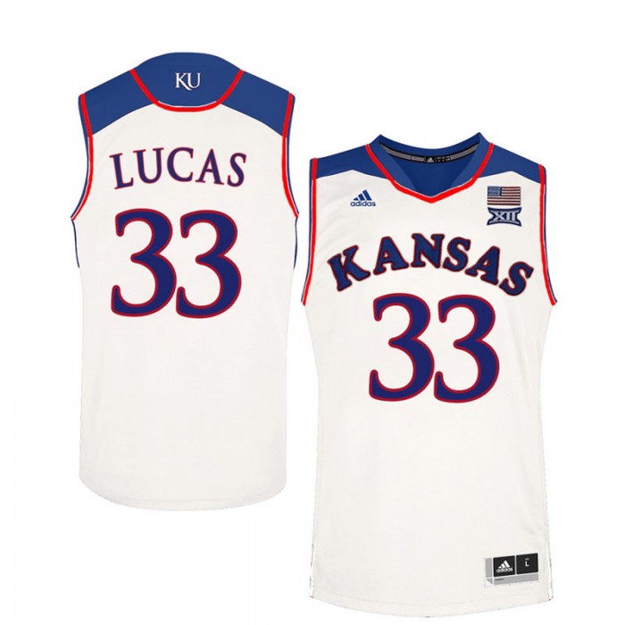Male Landen Lucas Kansas Jayhawks White NCAA Basketball Player Performance Jersey