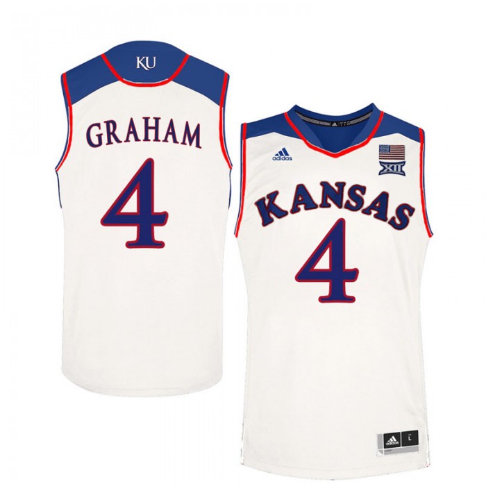 Male Devonte Graham Kansas Jayhawks White NCAA Basketball Player Performance Jersey