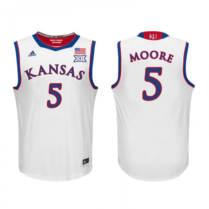 Kansas Jayhawks Basketball White College Charlie Moore Jersey