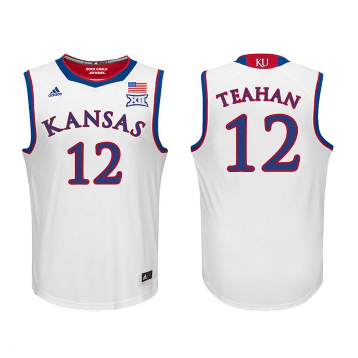Kansas Jayhawks Basketball White College Chris Teahan Jersey