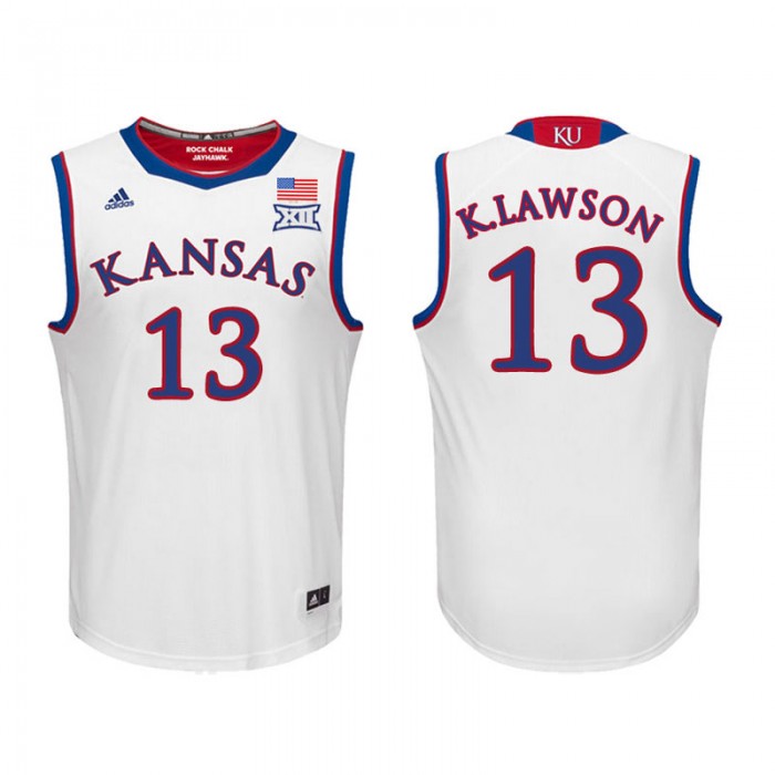 Kansas Jayhawks Basketball White College K.J. Lawson Jersey