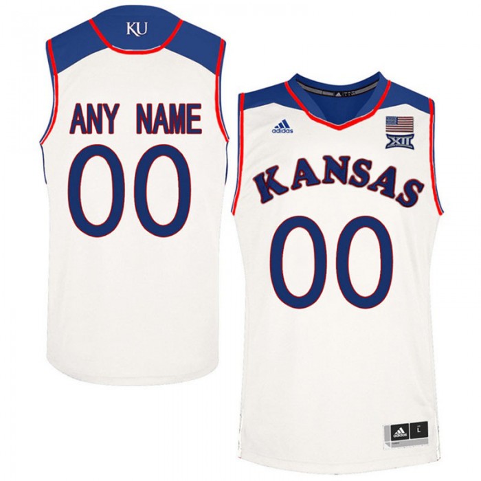 Male Kansas Jayhawks White Authentic Name And Number Customized Basketball Jersey