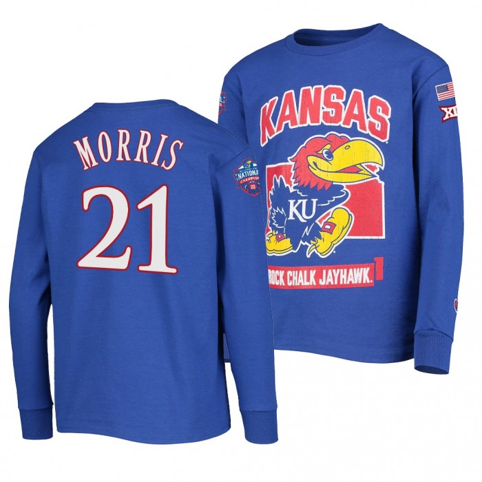6x Natty Champs Kansas Jayhawks Markieff Morris KUHoops Mascot T-Shirt-Royal