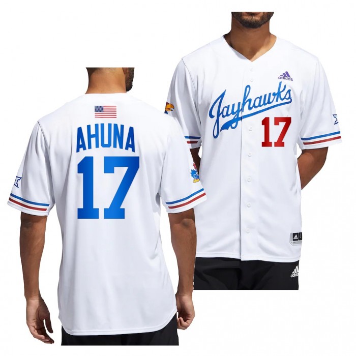 Maui Ahuna Kansas Jayhawks #17 White College Baseball Button-Up Jersey
