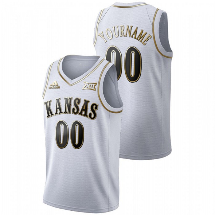 Custom Kansas Jayhawks Golden Edition Limited White Jersey For Men