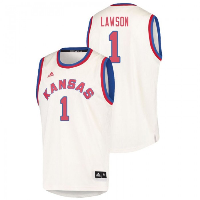 Kansas Jayhawks College Basketball Cream Dedric Lawson Hardwood Classics Jersey