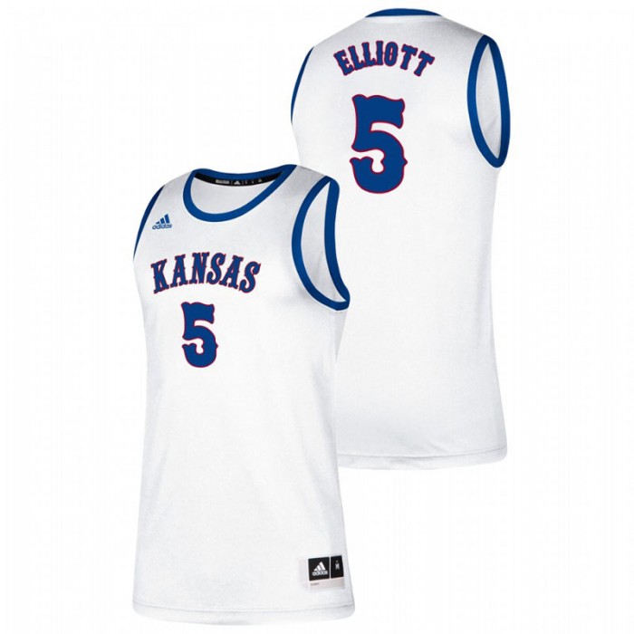 Kansas Jayhawks Classic Elijah Elliott College Basketball Jersey White For Men