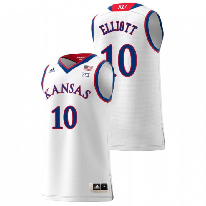 Kansas Jayhawks College Basketball White Elijah Elliott Replica Jersey For Men