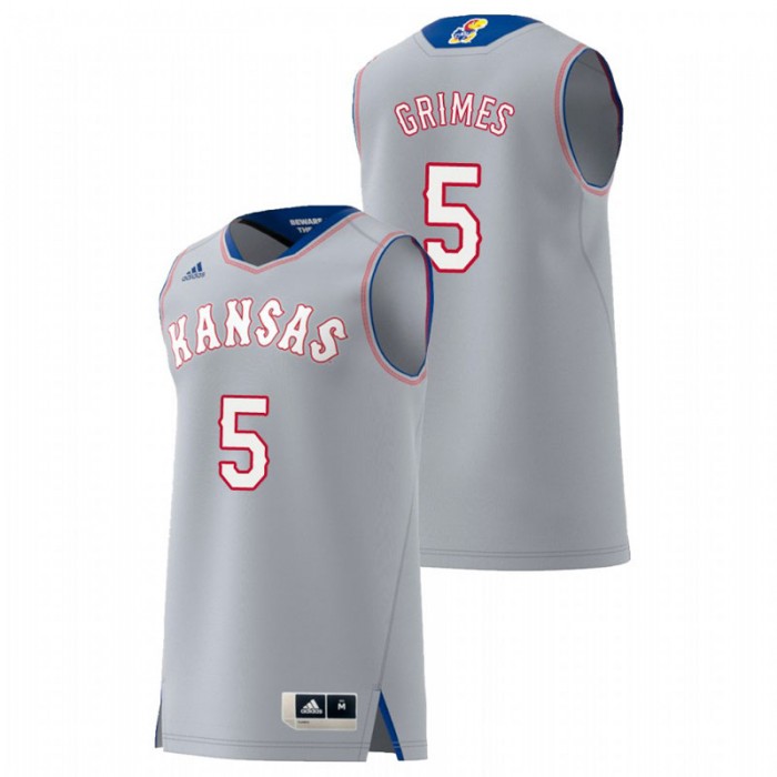 Kansas Jayhawks College Basketball Gray Quentin Grimes Replica Jersey For Men