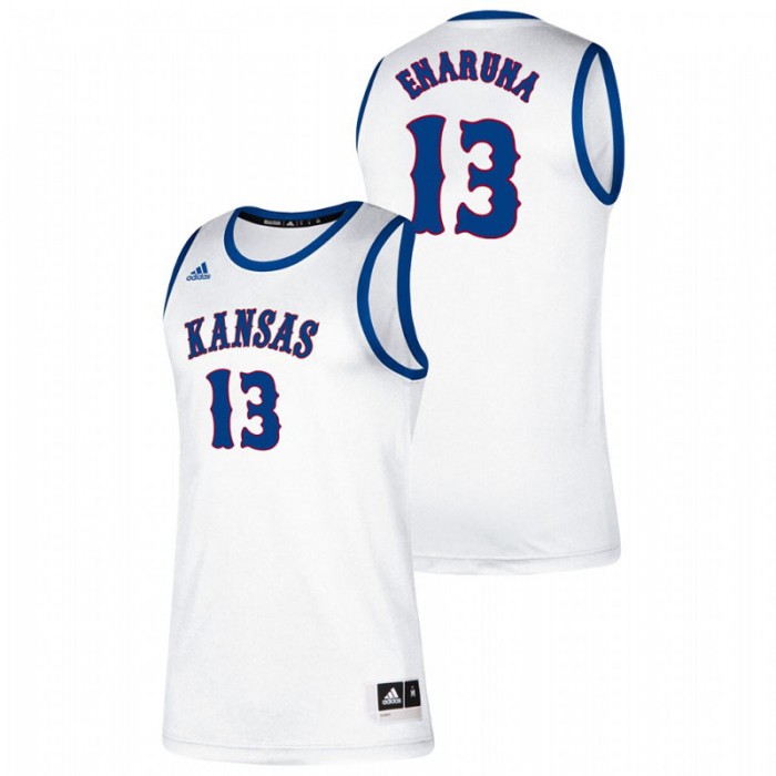 Kansas Jayhawks Classic Tristan Enaruna College Basketball Jersey White For Men