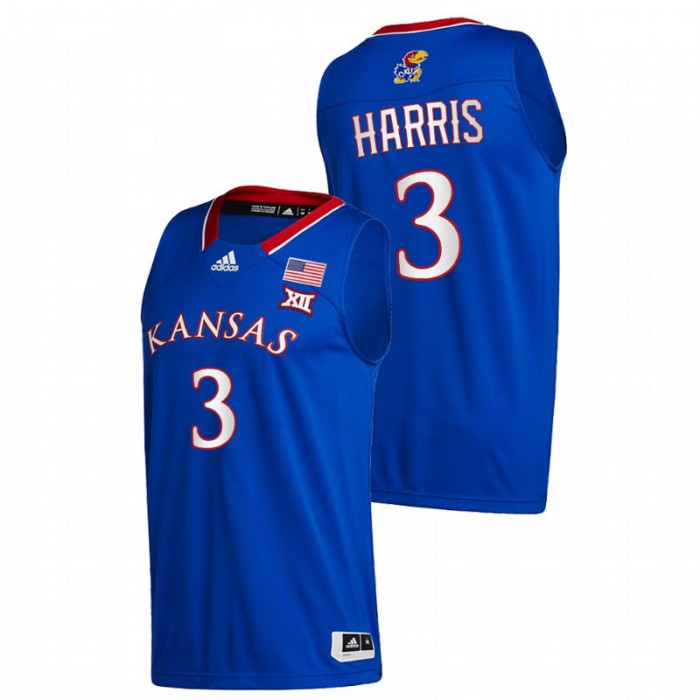 Kansas Jayhawks College Basketball Dajuan Harris New Season Jersey Royal Men