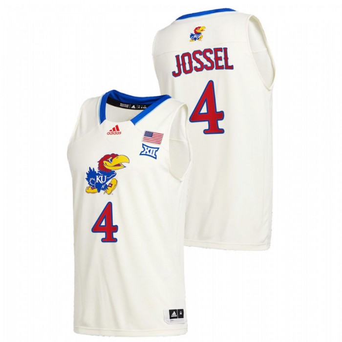 Kansas Jayhawks College Basketball Latrell Jossel New Season Jersey Cream Men