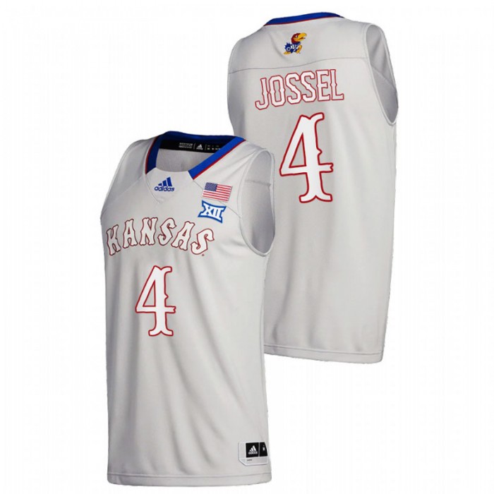 Kansas Jayhawks College Basketball Latrell Jossel New Season Jersey Gray Men