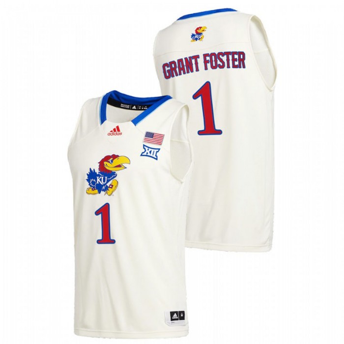 Kansas Jayhawks College Basketball Tyon Grant-Foster New Season Jersey Cream Men
