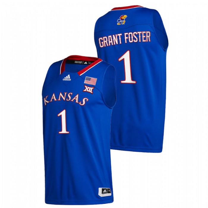 Kansas Jayhawks College Basketball Tyon Grant-Foster New Season Jersey Royal Men