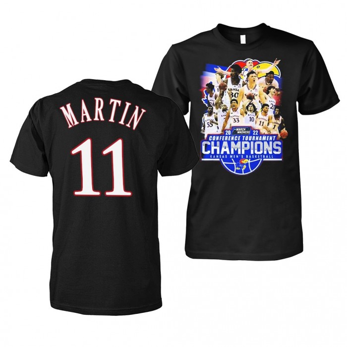 Kansas Jayhawks Remy Martin 2022 March Madness Conference Tournament Champions 11 Black Limited T-Shirt