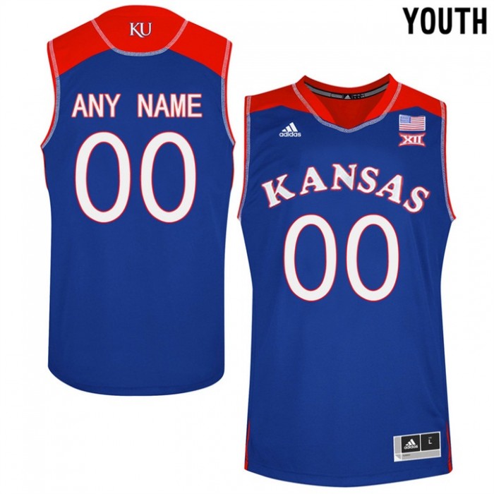 Youth Kansas Jayhawks Royal Authentic Name And Number Customized Basketball Jersey