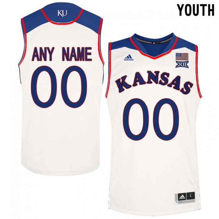 Youth Kansas Jayhawks White Authentic Name And Number Customized Basketball Jersey