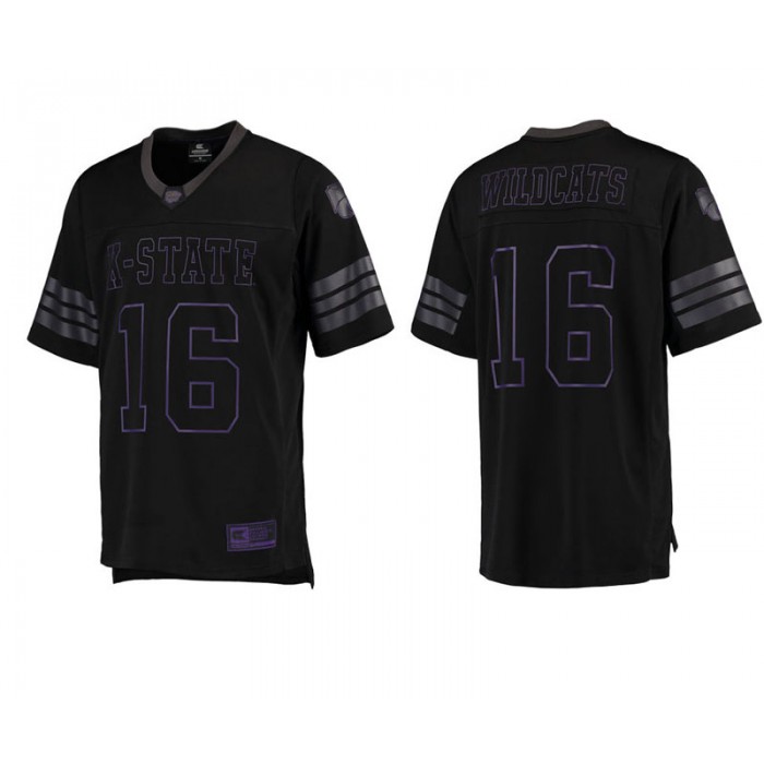 Kansas State Wildcats #16 Male Black College Colosseum Blackout Football Jersey