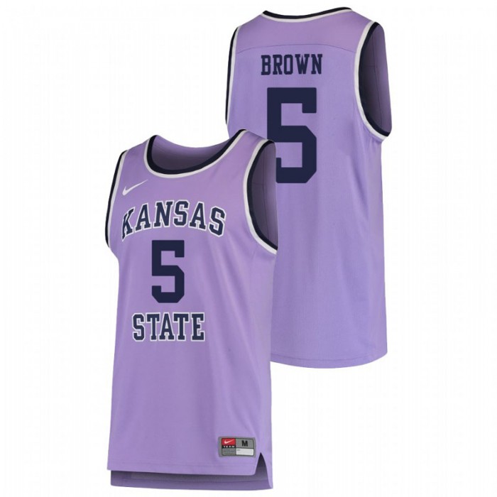 Men's Kansas State Wildcats College Basketball Purple Barry Brown Jr. Replica Jersey