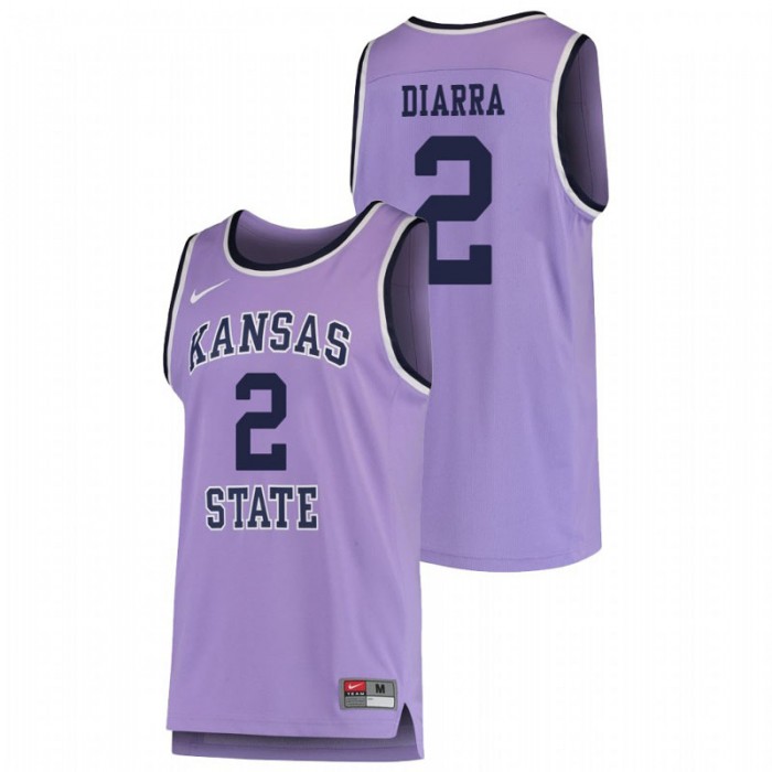 Men's Kansas State Wildcats College Basketball Purple Cartier Diarra Replica Jersey