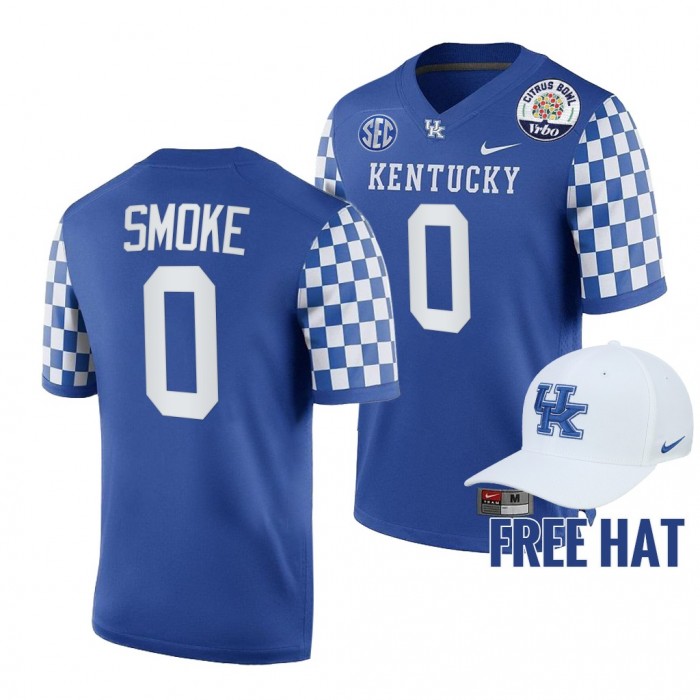 Kentucky Wildcats Kavosiey Smoke 2021 Citrus Bowl Blue CFP Jersey Free Hat