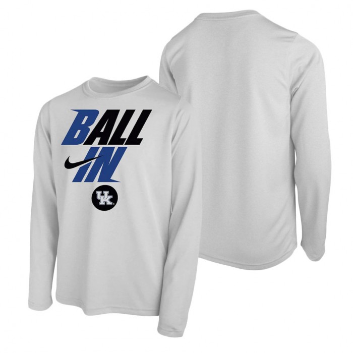 Kentucky Wildcats Nike Youth Ball In Bench Long Sleeve T-Shirt White