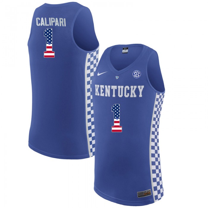Male John Calipari Kentucky Wildcats Royal Blue College Basketball Elite US Flag Jersey