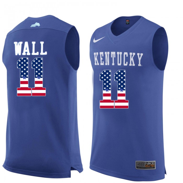 Male John Wall Kentucky Wildcats Royal Blue College Basketball US Flag Jersey