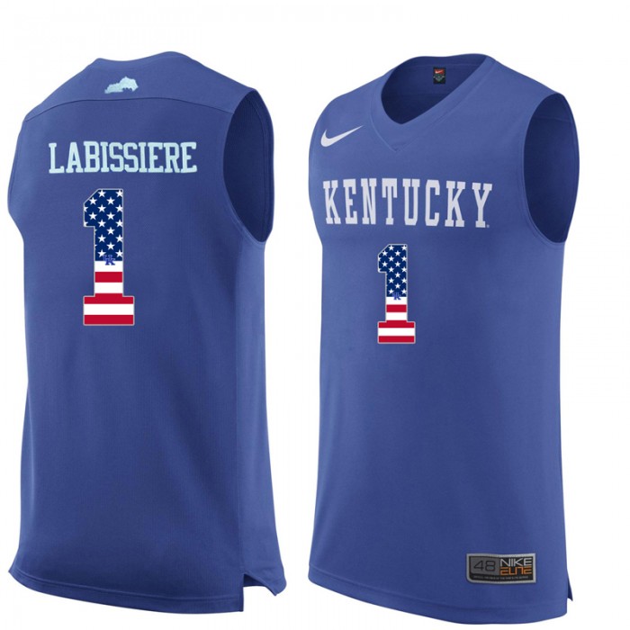 Male Skal Labissiere Kentucky Wildcats Royal Blue College Basketball US Flag Jersey