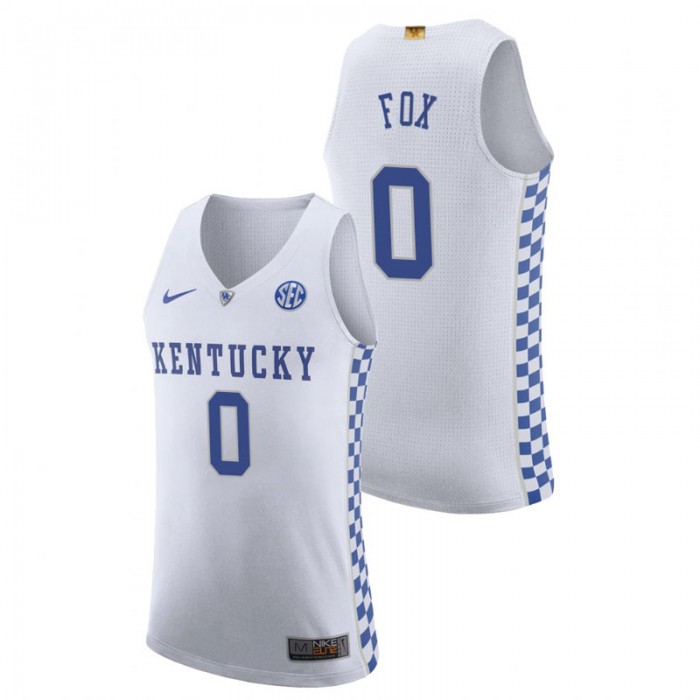Kentucky Wildcats Authentic De'Aaron Fox College Basketball Jersey White For Men