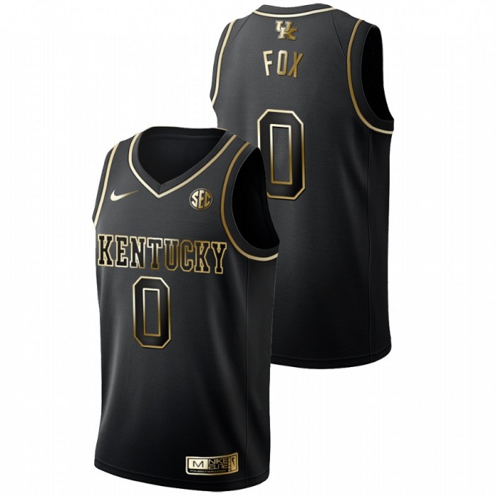 Kentucky Wildcats Golden Edition De'Aaron Fox College Basketball Jersey Black For Men
