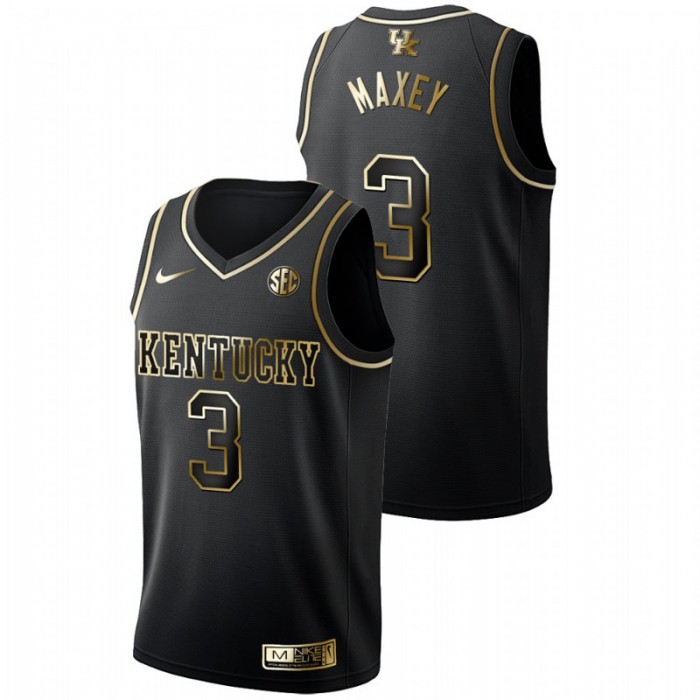 Kentucky Wildcats Golden Edition Tyrese Maxey College Basketball Jersey Black For Men