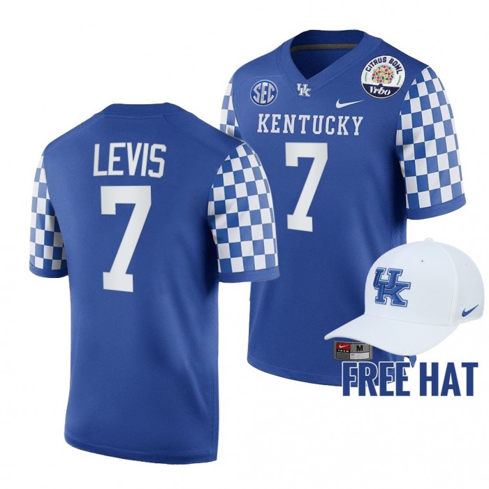 Kentucky Wildcats Will Levis 2021 Citrus Bowl Blue CFP Jersey Free Hat