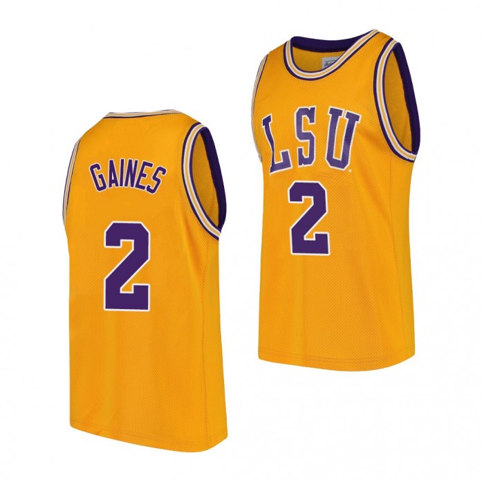 LSU Tigers Eric Gaines College Basketball Uniform Gold #2 Jersey 2022