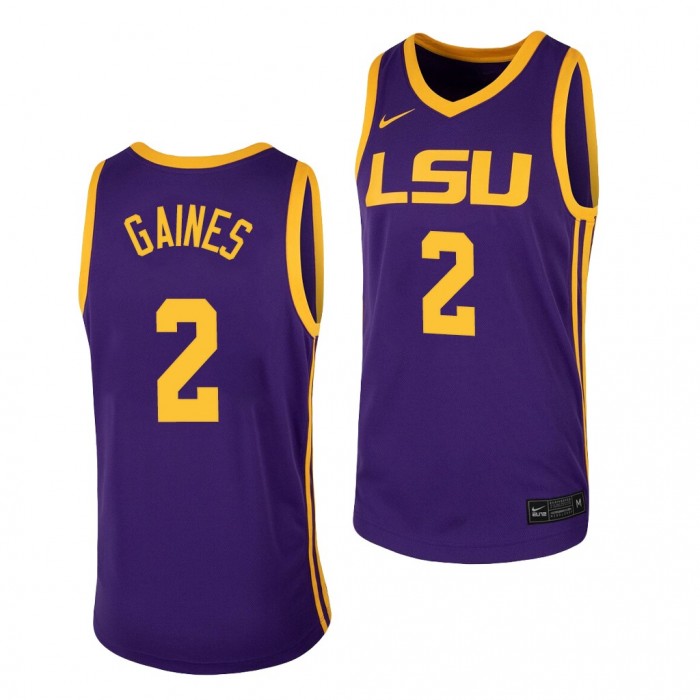 Eric Gaines #2 LSU Tigers College Basketball Jersey 2022 Purple