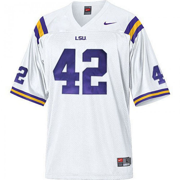 LSU Tigers #42 Michael Ford White Football For Men Jersey