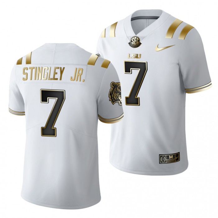 LSU Tigers Derek Stingley Jr. Golden Edition Jersey #7 White College Football Uniform