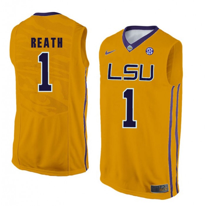 LSU Tigers #1 Duop Reath Gold College Basketball Jersey