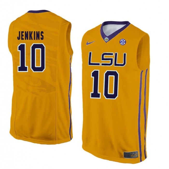 LSU Tigers #10 Branden Jenkins Gold College Basketball Jersey