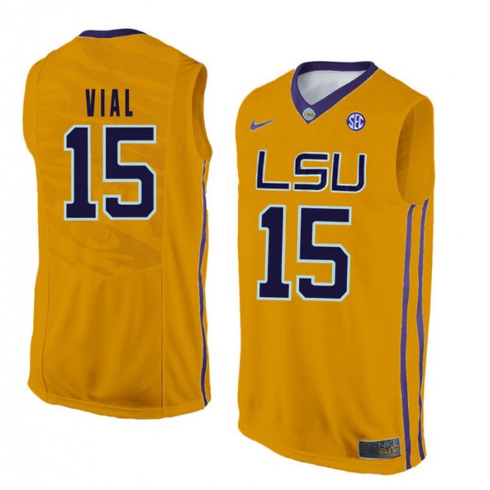 LSU Tigers #15 Reed Vial Gold College Basketball Jersey