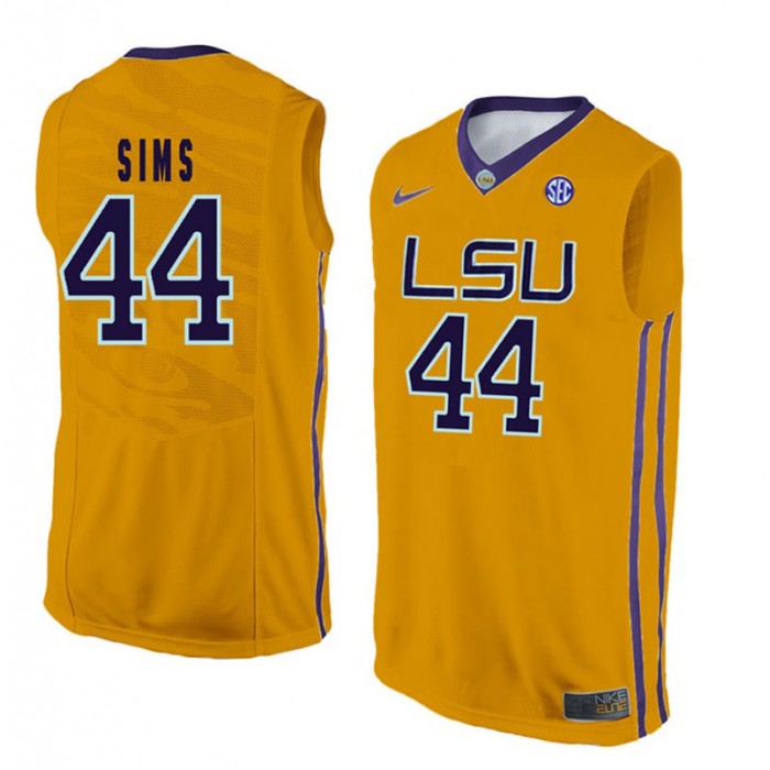 LSU Tigers #44 Wayde Sims Gold College Basketball Jersey