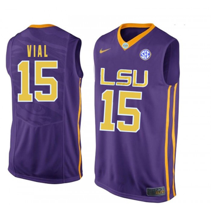 LSU Tigers #15 Reed Vial Purple College Basketball Jersey